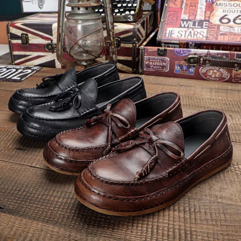 Ανδρικά Loafers Πολυτέλεια Tassel Leather Cow Elegant Slip-ons - Καφές