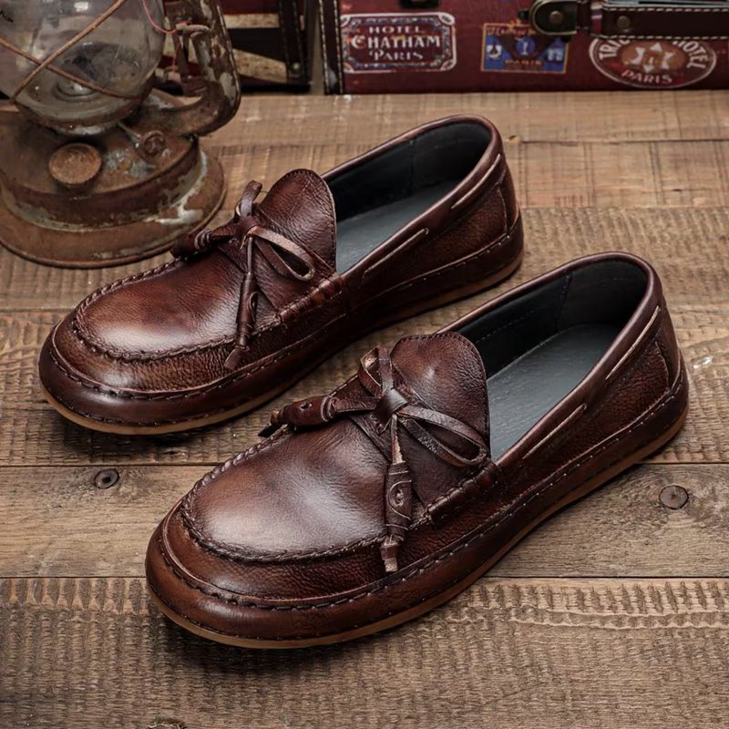 Ανδρικά Loafers Πολυτέλεια Tassel Leather Cow Elegant Slip-ons - Καφές