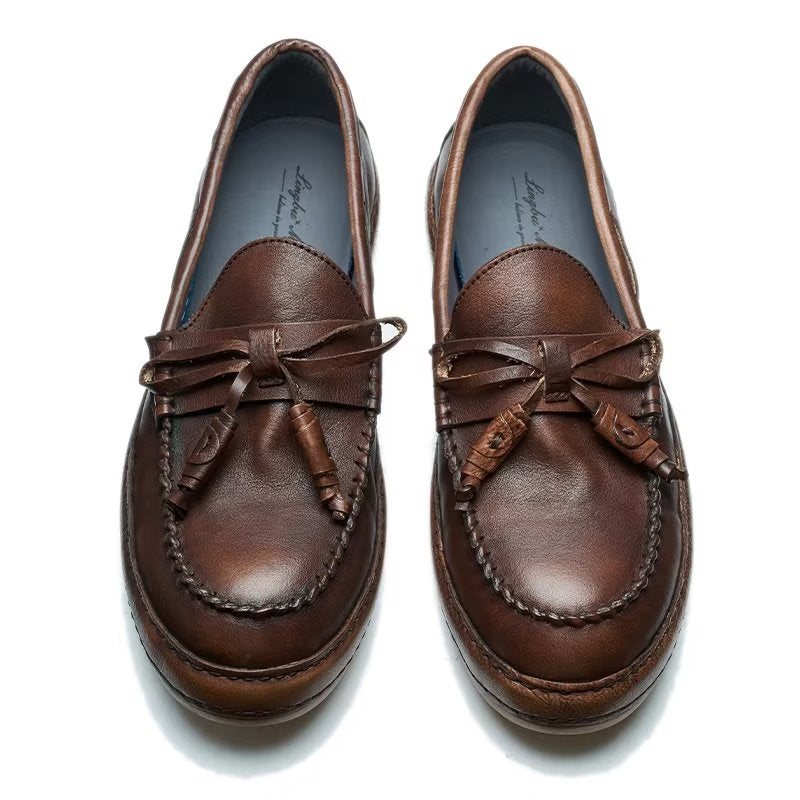 Ανδρικά Loafers Πολυτέλεια Tassel Leather Cow Elegant Slip-ons - Καφές