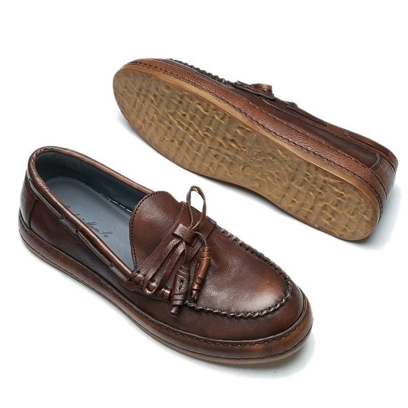 Ανδρικά Loafers Πολυτέλεια Tassel Leather Cow Elegant Slip-ons - Καφές