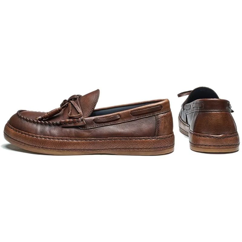 Ανδρικά Loafers Πολυτέλεια Tassel Leather Cow Elegant Slip-ons - Καφές