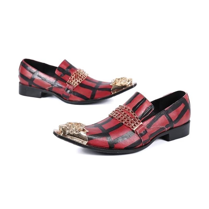 Ανδρικά Loafers Πολυτελή Εξωτικά Δερμάτινα Slip-on - Το Κόκκινο