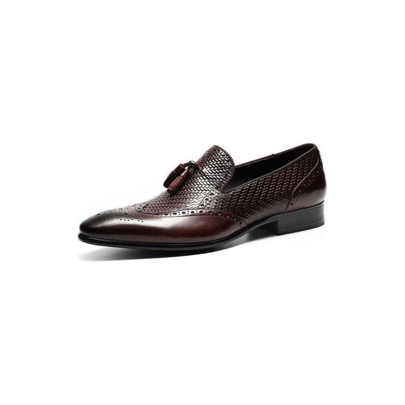 Ανδρικά Loafers Σκαλιστά Μυτερά Toe Slip On - Κόκκινο