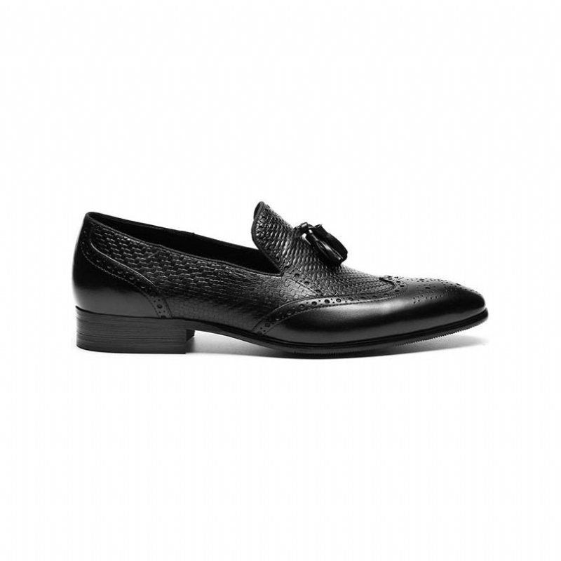 Ανδρικά Loafers Σκαλιστά Μυτερά Toe Slip On - Μαύρο