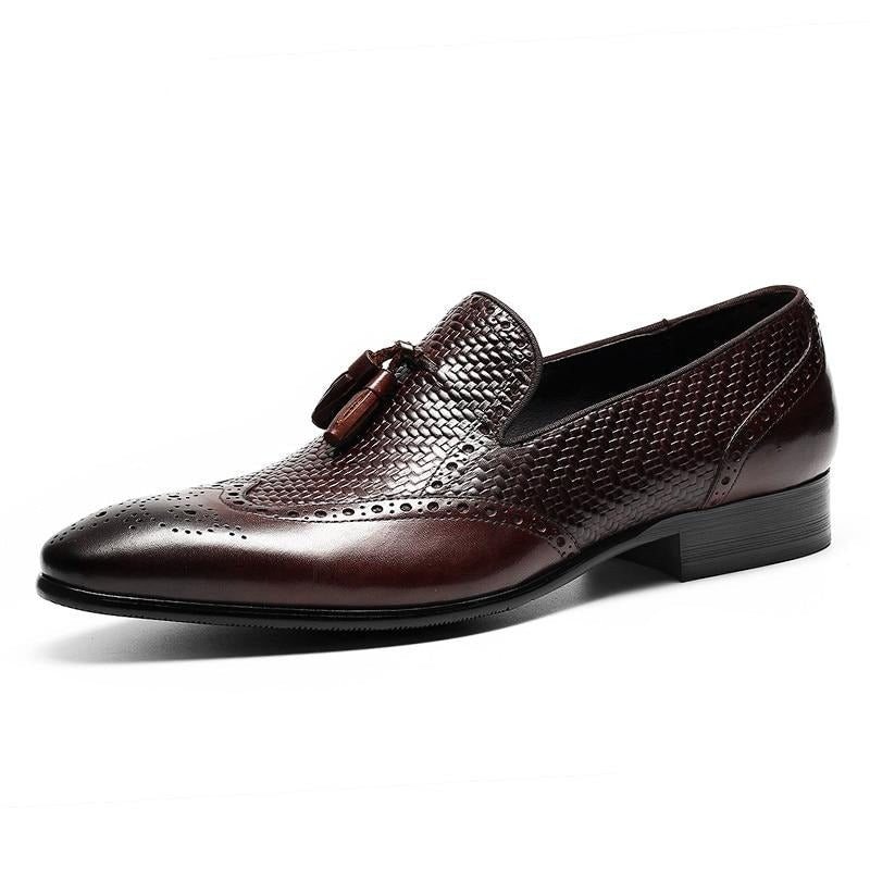 Ανδρικά Loafers Σκαλιστά Μυτερά Toe Slip On - Κόκκινο