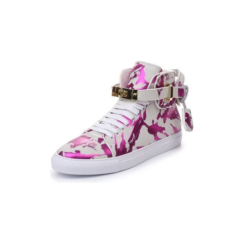 Ανδρικά Sneakers Graffiti Artisan Cow Leather High Top Sneaks - Μωβ