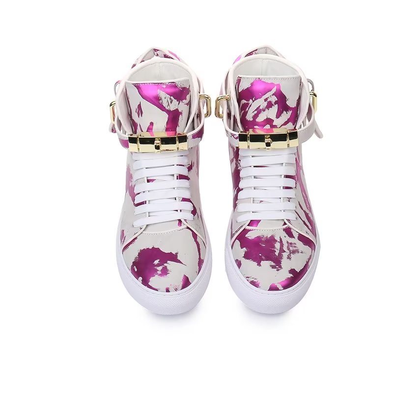 Ανδρικά Sneakers Graffiti Artisan Cow Leather High Top Sneaks - Μωβ