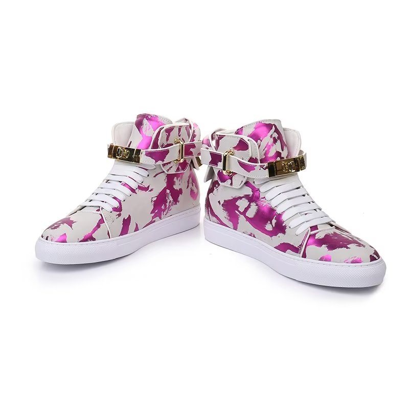 Ανδρικά Sneakers Graffiti Artisan Cow Leather High Top Sneaks - Μωβ