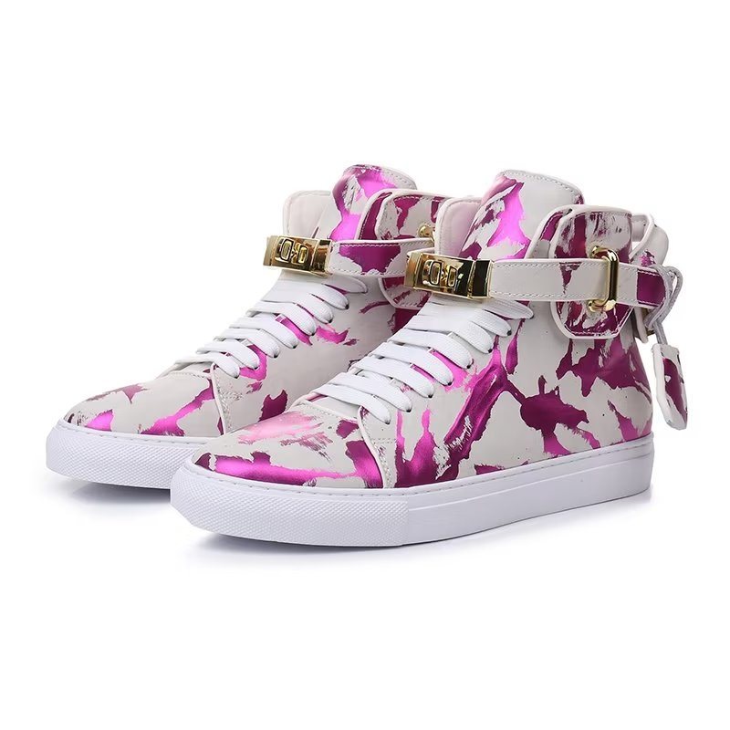 Ανδρικά Sneakers Graffiti Artisan Cow Leather High Top Sneaks - Μωβ