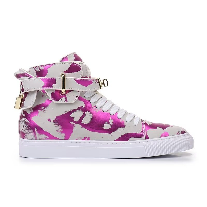 Ανδρικά Sneakers Graffiti Artisan Cow Leather High Top Sneaks - Μωβ