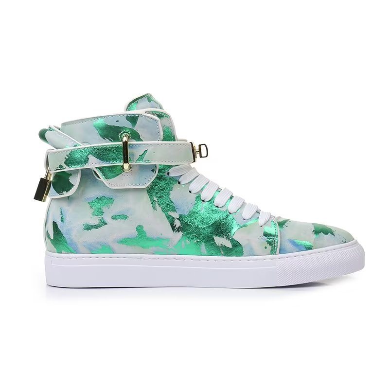 Ανδρικά Sneakers Graffiti Artisan Cow Leather High Top Sneaks - Πράσινο