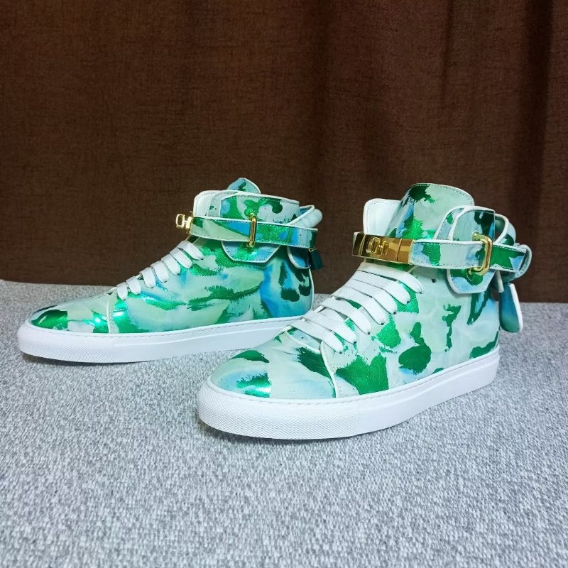 Ανδρικά Sneakers Graffiti Artisan Cow Leather High Top Sneaks - Πράσινο