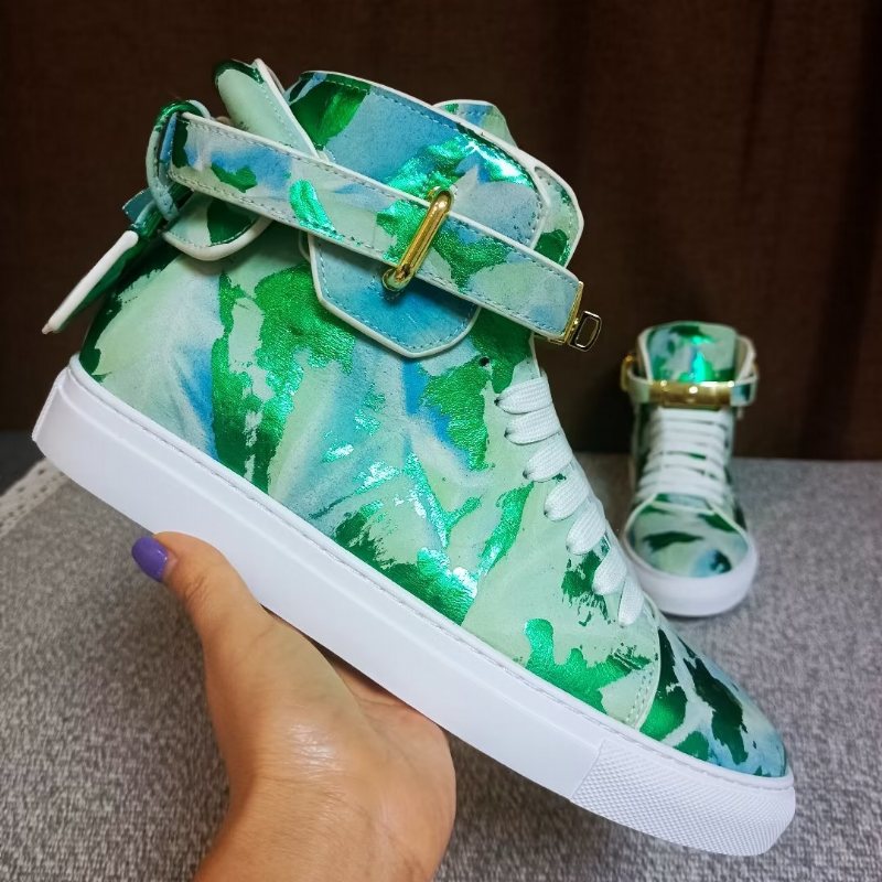 Ανδρικά Sneakers Graffiti Artisan Cow Leather High Top Sneaks - Πράσινο