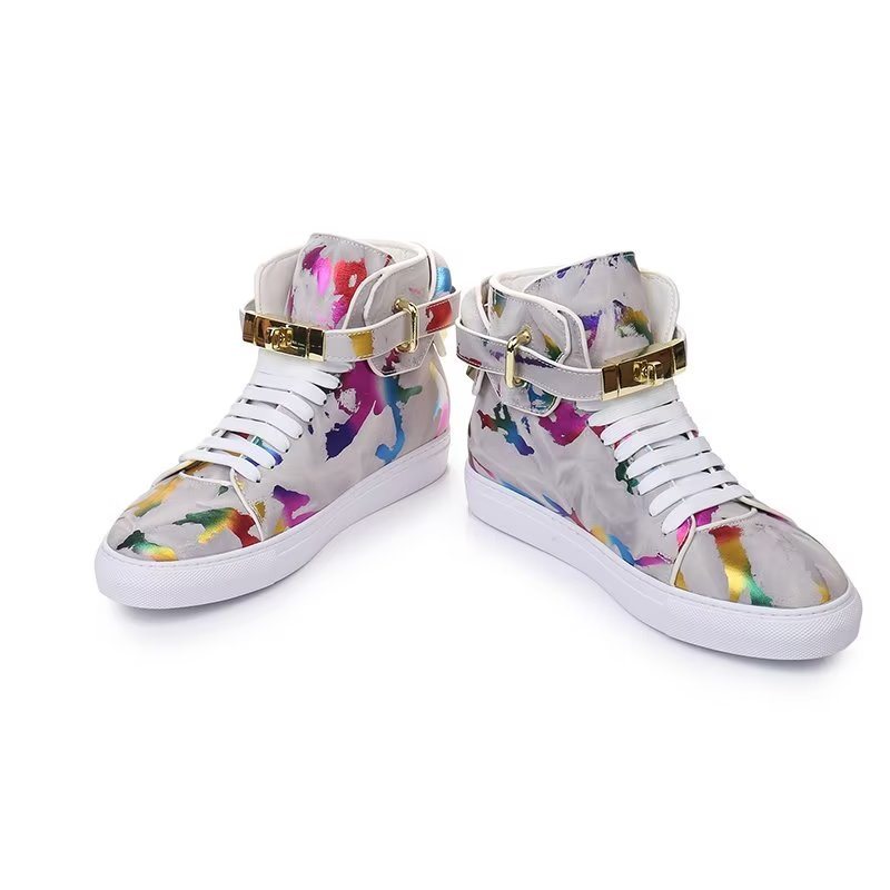 Ανδρικά Sneakers Graffiti Elite Δερμάτινα Cow High Top Kicks - Πολύχρωμο