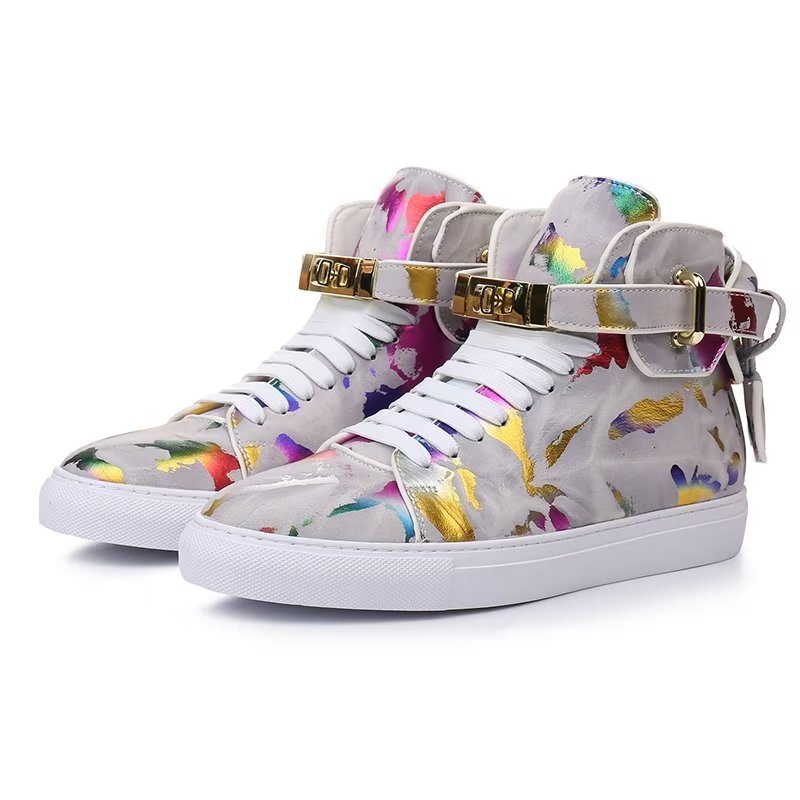 Ανδρικά Sneakers Graffiti Elite Δερμάτινα Cow High Top Kicks - Πολύχρωμο