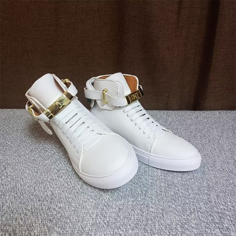 Ανδρικά Sneakers Metallic Elegance Ψηλά Μπλουζάκια - Λευκό