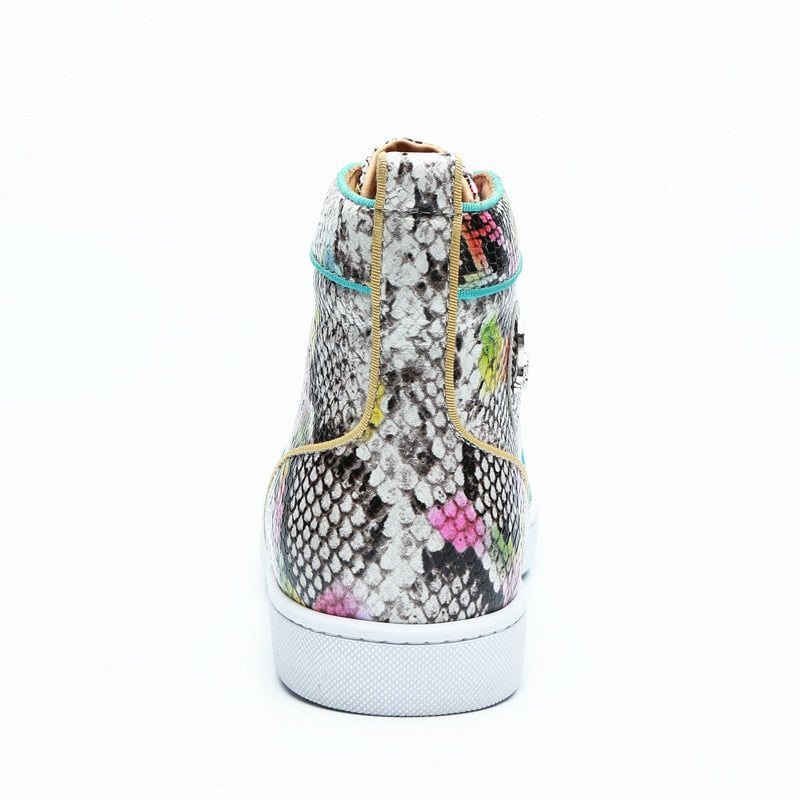 Ανδρικά Sneakers Snakeskin Chic Πολύχρωμα Ψηλά Αδιάβροχα Παπούτσια - Εξωτικός