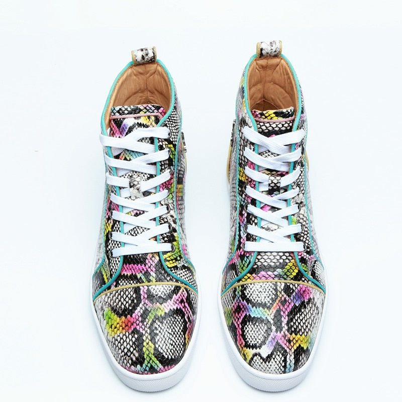 Ανδρικά Sneakers Snakeskin Chic Πολύχρωμα Ψηλά Αδιάβροχα Παπούτσια - Εξωτικός