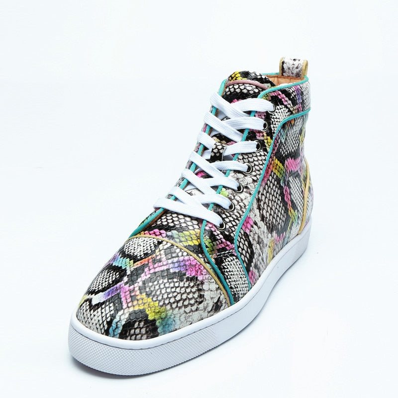 Ανδρικά Sneakers Snakeskin Chic Πολύχρωμα Ψηλά Αδιάβροχα Παπούτσια - Εξωτικός