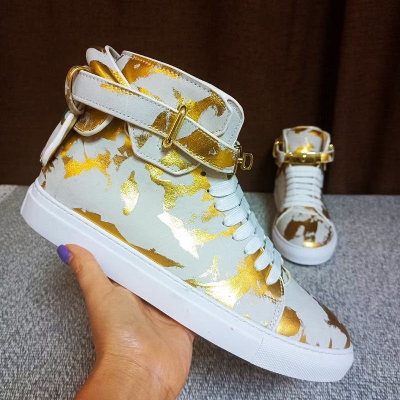 Ανδρικά Sneakers Urban Graffiti Chic Δερμάτινα Ψηλά Μπλουζάκια - Κίτρινο