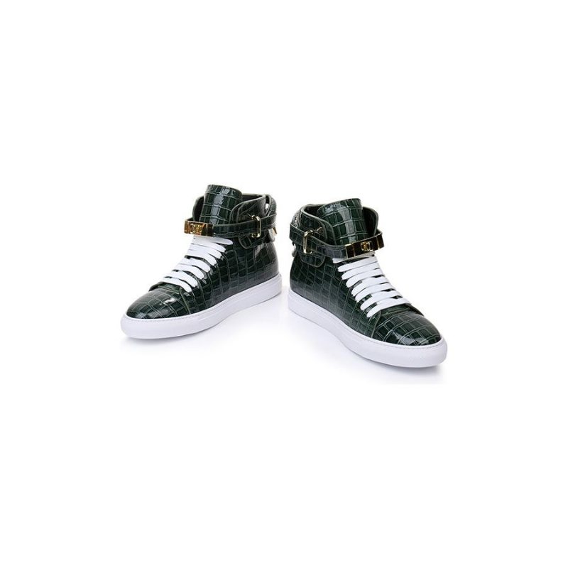 Ανδρικά Sneakers Πολυτέλεια Crocemboss High Top Casual - Πράσινο