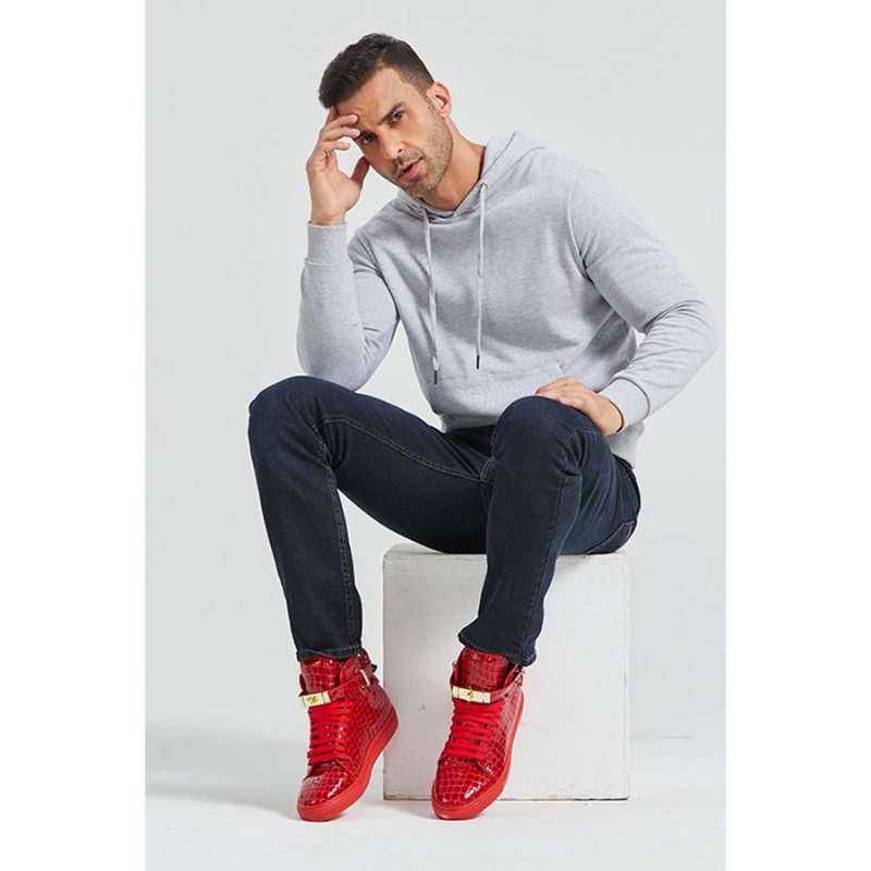 Ανδρικά Sneakers Πολυτέλεια Crocemboss High Top Casual - Κόκκινο