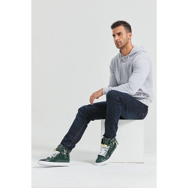 Ανδρικά Sneakers Πολυτέλεια Crocemboss High Top Casual - Πράσινο