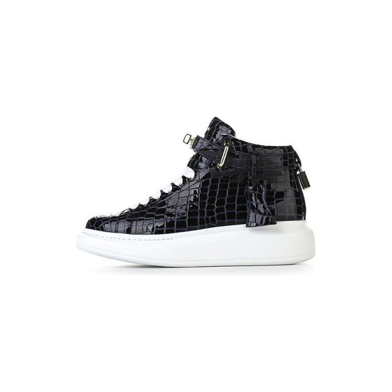 Ανδρικά Αθλητικά Παπούτσια Πολυτελή Sneakers Crocemboss High Top Designer - Μπλε