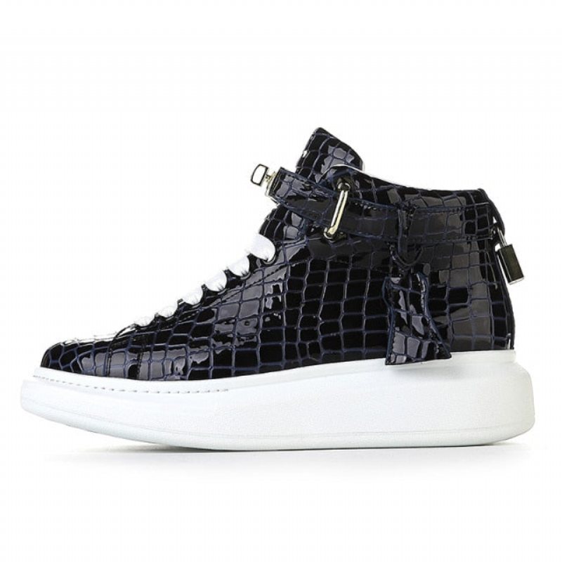 Ανδρικά Αθλητικά Παπούτσια Πολυτελή Sneakers Crocemboss High Top Designer - Μπλε