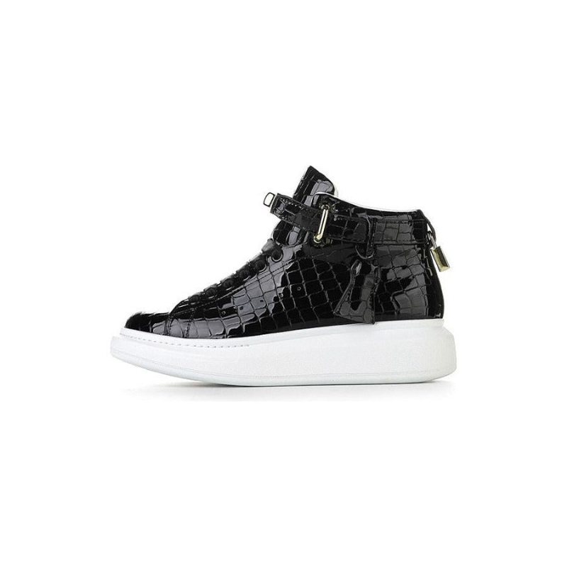 Ανδρικά Αθλητικά Παπούτσια Πολυτελή Sneakers Crocemboss High Top Designer - Μαύρο