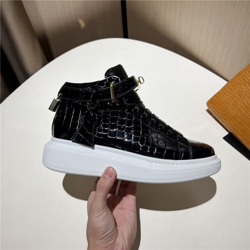 Ανδρικά Αθλητικά Παπούτσια Πολυτελή Sneakers Crocemboss High Top Designer - Μαύρο