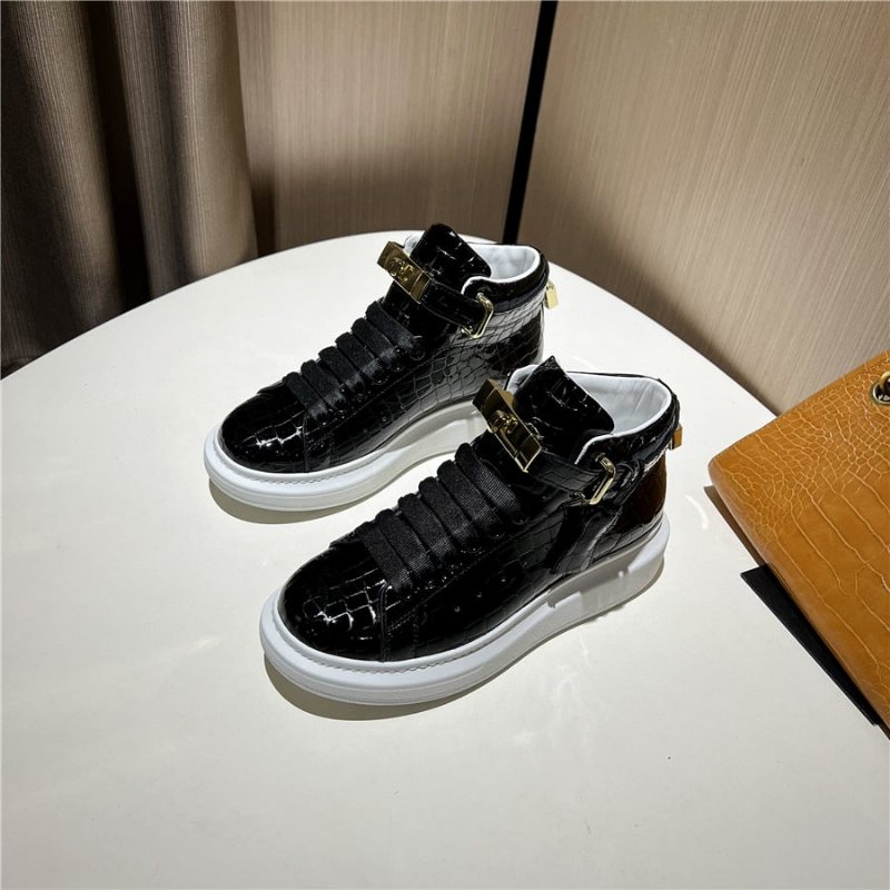 Ανδρικά Αθλητικά Παπούτσια Πολυτελή Sneakers Crocemboss High Top Designer - Μαύρο