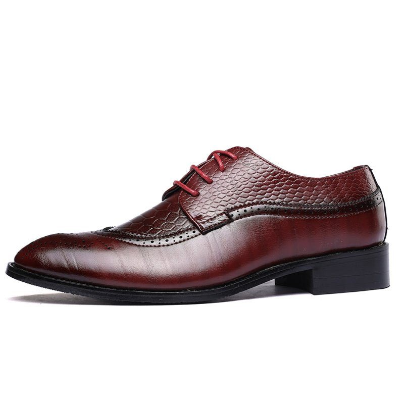 Ανδρικά Επίσημα Παπούτσια Alligator Πολυτέλεια Lace-up Brogue Φόρεμα - Κόκκινο