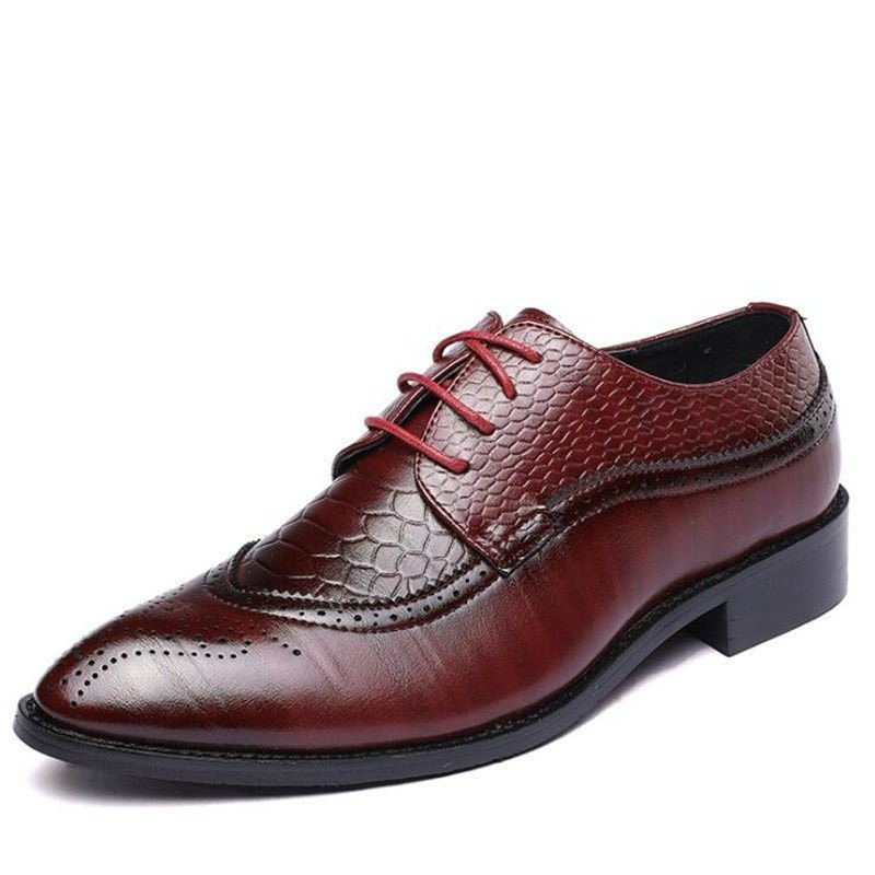 Ανδρικά Επίσημα Παπούτσια Alligator Πολυτέλεια Lace-up Brogue Φόρεμα - Κόκκινο