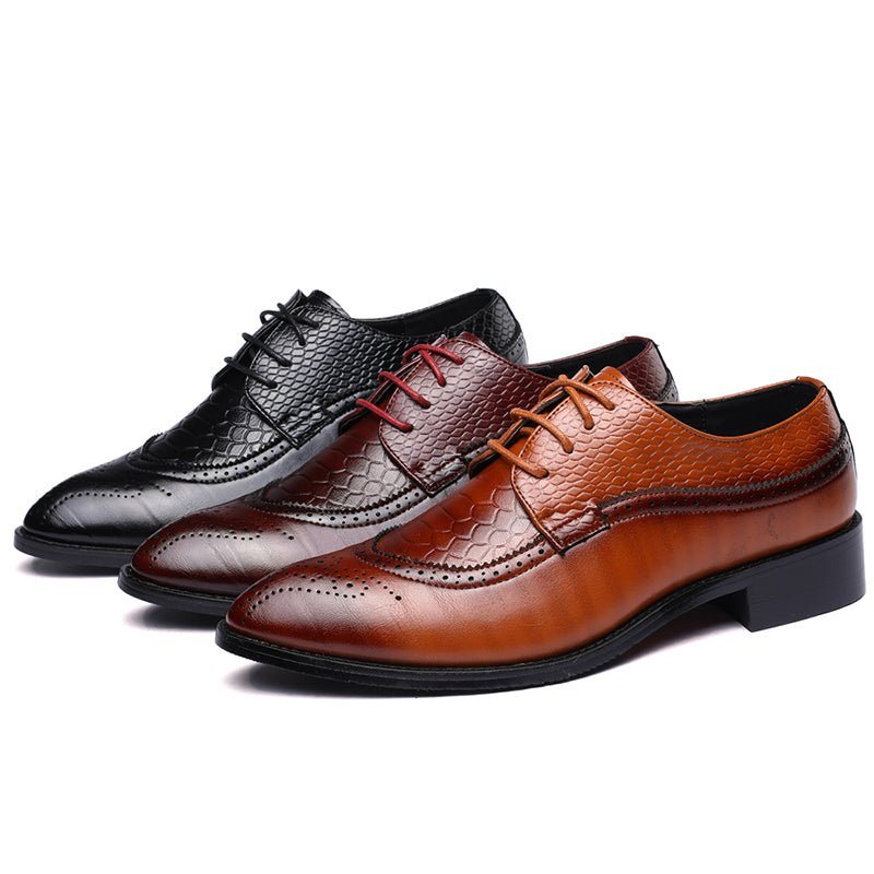 Ανδρικά Επίσημα Παπούτσια Alligator Πολυτέλεια Lace-up Brogue Φόρεμα - Κόκκινο