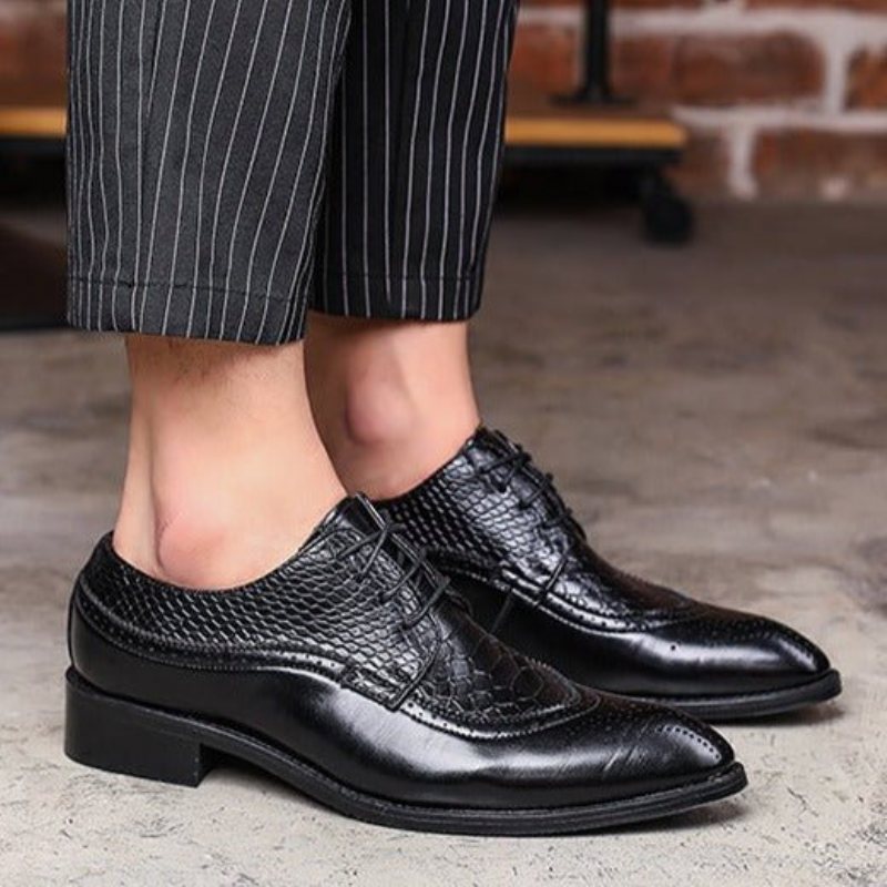 Ανδρικά Επίσημα Παπούτσια Alligator Πολυτέλεια Lace-up Brogue Φόρεμα - Μαύρο