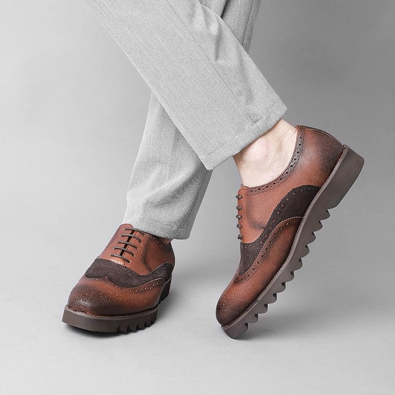 Ανδρικά Επίσημα Παπούτσια Alligator Πολυτέλεια Wingtip Brogue Casual - Καφές