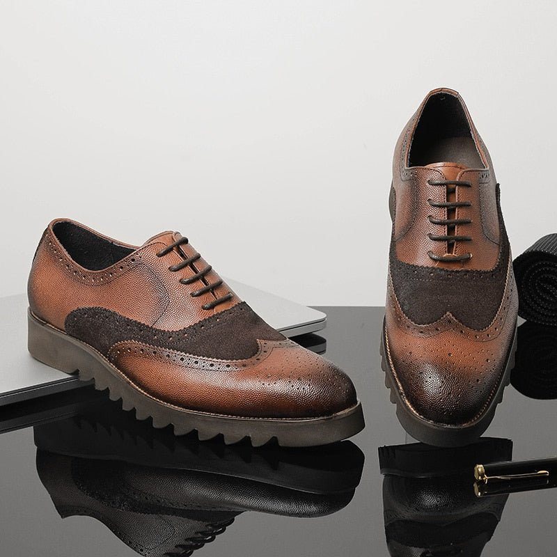 Ανδρικά Επίσημα Παπούτσια Alligator Πολυτέλεια Wingtip Brogue Casual - Καφές