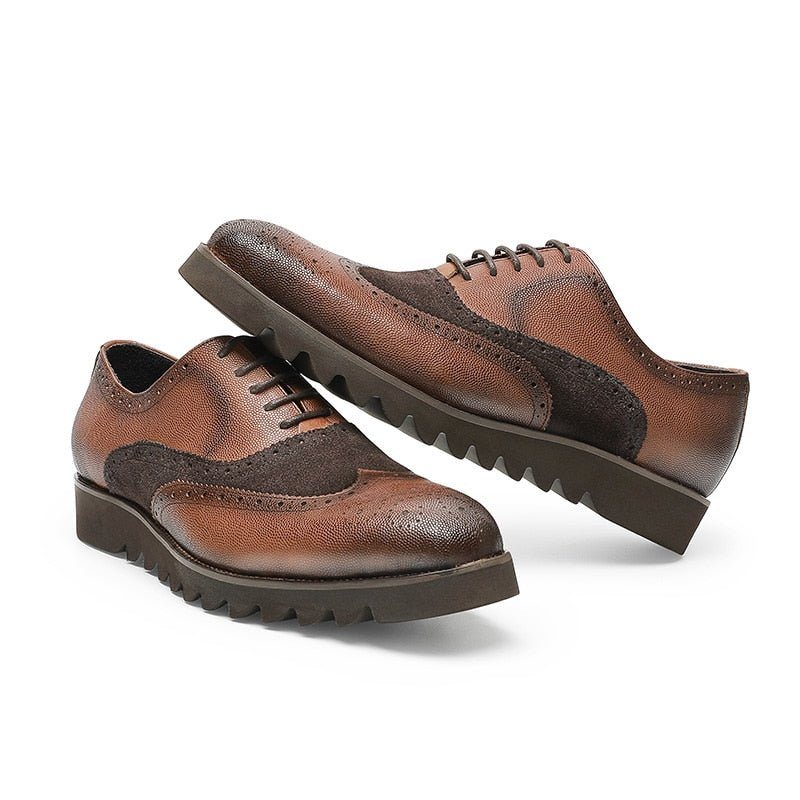 Ανδρικά Επίσημα Παπούτσια Alligator Πολυτέλεια Wingtip Brogue Casual - Καφές