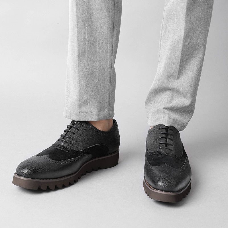 Ανδρικά Επίσημα Παπούτσια Alligator Πολυτέλεια Wingtip Brogue Casual - Μαύρο