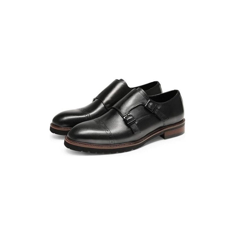 Ανδρικά Επίσημα Παπούτσια Buckluxe Exotic Brogue Strap Casual - Μαύρο 