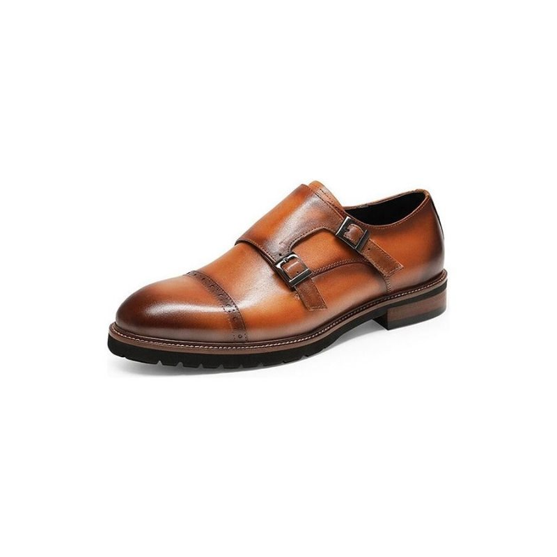 Ανδρικά Επίσημα Παπούτσια Buckluxe Exotic Brogue Strap Casual - Καφές