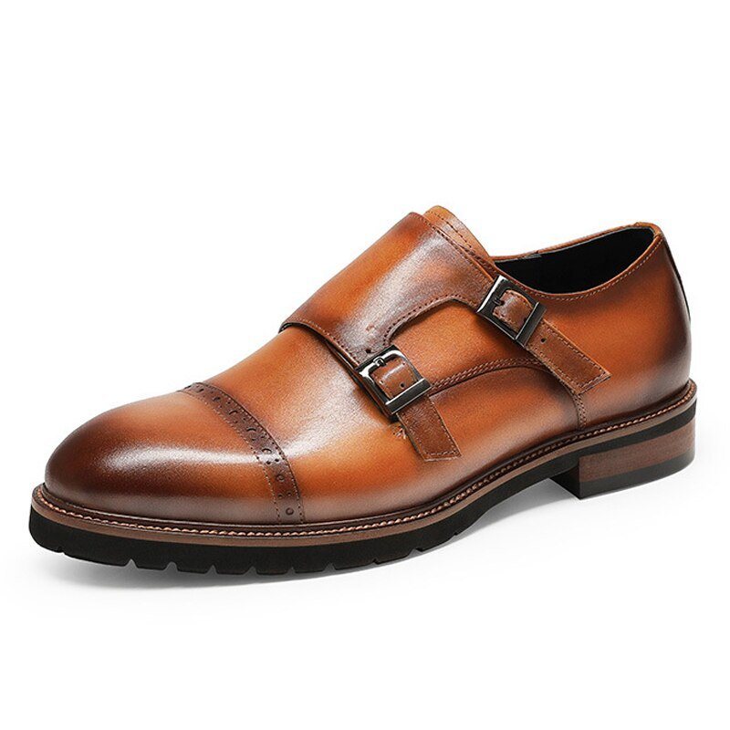 Ανδρικά Επίσημα Παπούτσια Buckluxe Exotic Brogue Strap Casual - Καφές