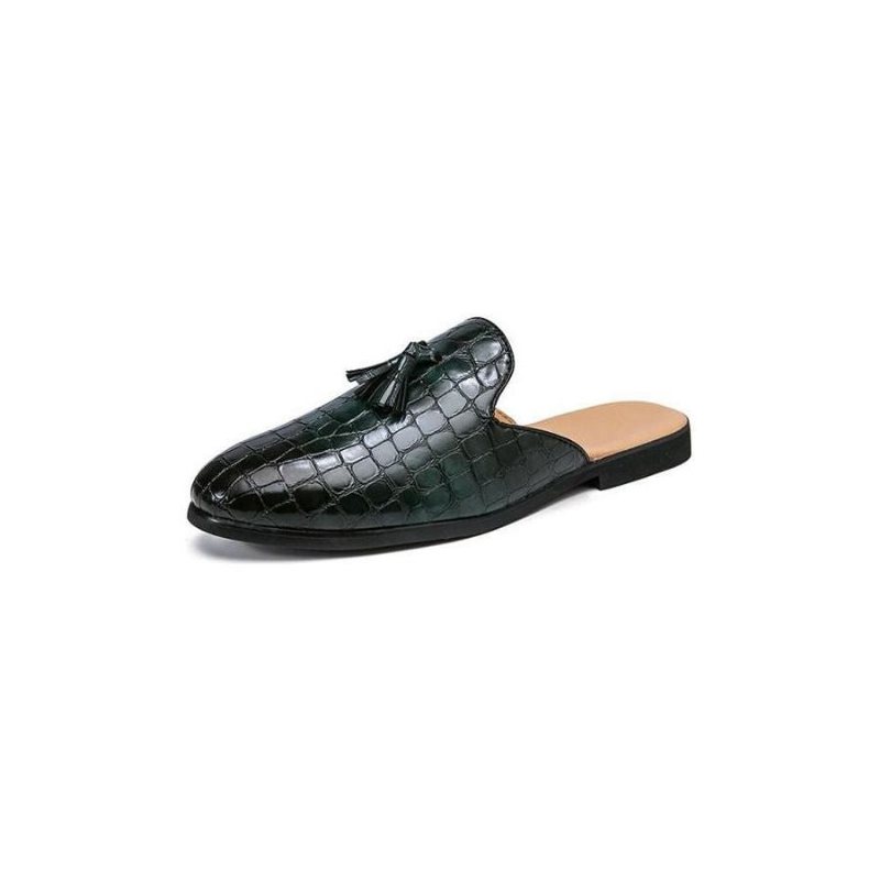 Ανδρικά Επίσημα Παπούτσια Chic Comfortable Crocodile Pattern Slip-on Mules - Πράσινος