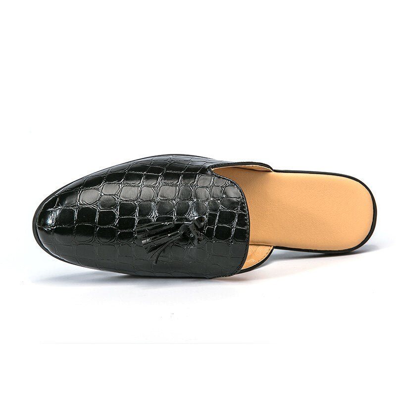 Ανδρικά Επίσημα Παπούτσια Chic Comfortable Crocodile Pattern Slip-on Mules - Μαύρος