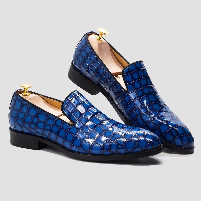 Ανδρικά Επίσημα Παπούτσια Chic Crocodile Leather Slip-on - Μπλε