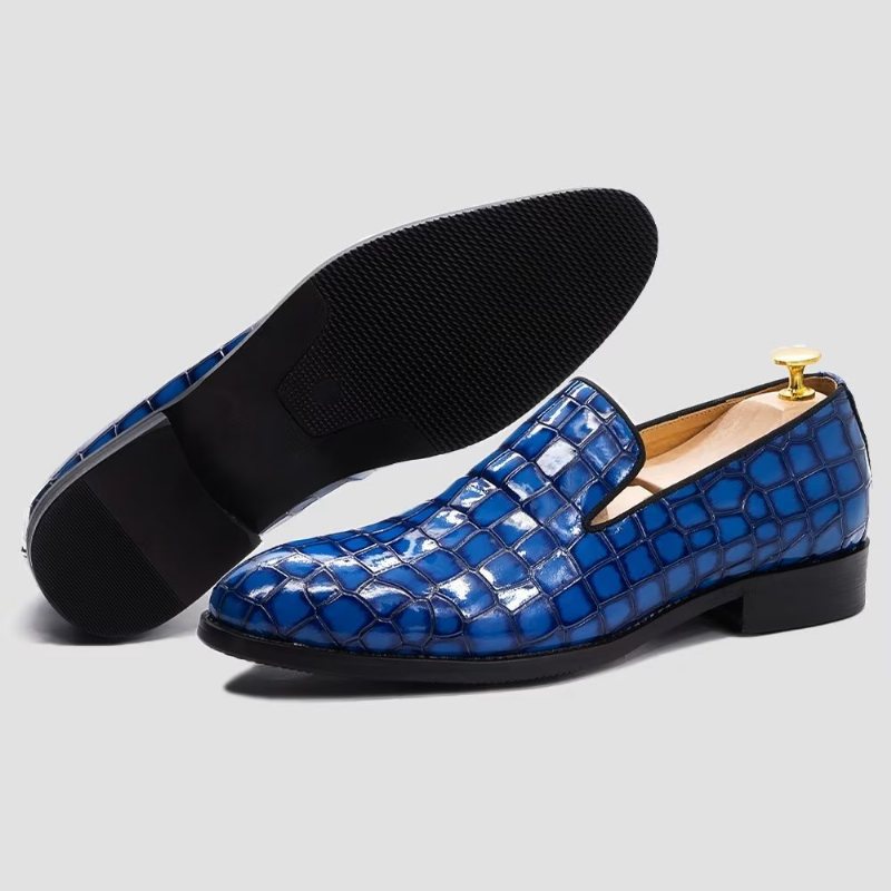 Ανδρικά Επίσημα Παπούτσια Chic Crocodile Leather Slip-on - Μπλε