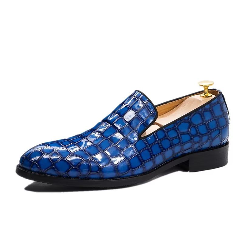 Ανδρικά Επίσημα Παπούτσια Chic Crocodile Leather Slip-on - Μπλε