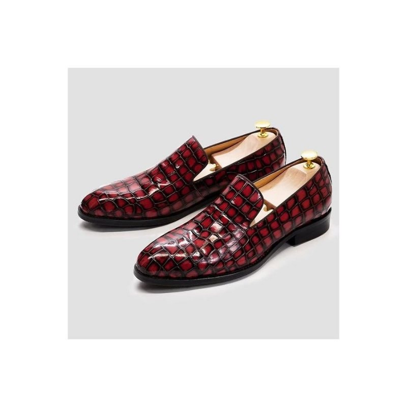 Ανδρικά Επίσημα Παπούτσια Chic Crocodile Leather Slip-on - Κόκκινο