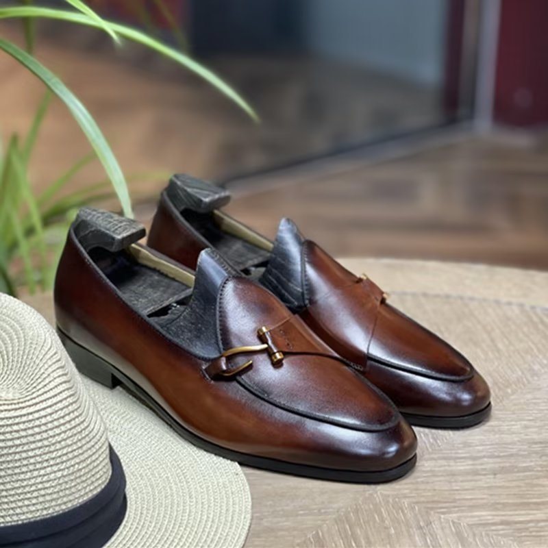 Ανδρικά Επίσημα Παπούτσια Classic Brogue Slip-ons - Καφέ